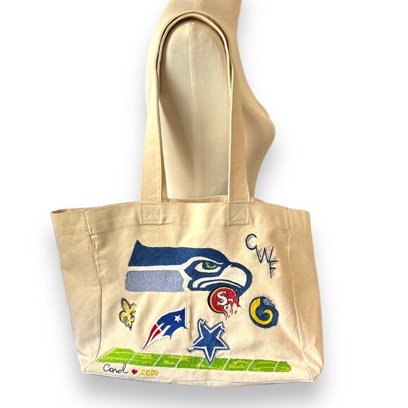 Custom Seattle Seahawks Embroidered Tote Bag NWOT - Picture 2 of 5